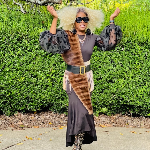 Designer Custom sable color mink fur Stole Shawl Wrap OS  7.7x 7.5\
